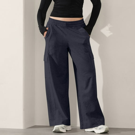 Ailaofu Sweatpants for Women Baggy High Waisted Wide Leg Sweatpants with Pockets Comfy Crossover Lounge Pants