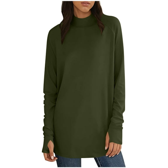 Ailaofu Sweatshirts for Women Casual Long Sleeve Round Neck Shirts Thumb Hole tunic tops for Leggings