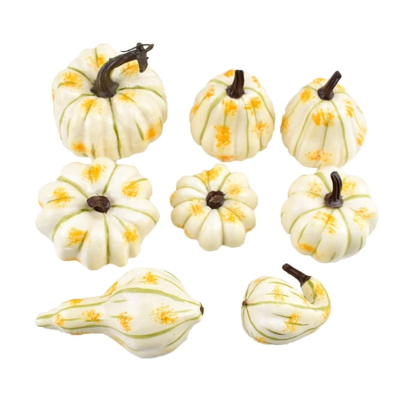 Ailaofu Thanksgiving 8 Pack Small Artificial Lifelike Cucurbit Fall Crop Mini Pumpkins for Home Garden and Outdoor Holiday Decor