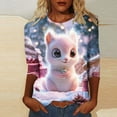 thumbnail image 1 of Ailaofu Ugly Christmas Shirts for Women Graphic Funny 3/4 Sleeve T Shirt Round Neck Xmas Novelty Holiday Tops, 1 of 5