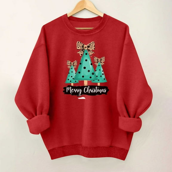 Ailaofu Ugly Christmas Sweater Women Funny Red Merry Christmas Sweatshirt Oversized Xmas Graphic Sweaters Holiday Pullover