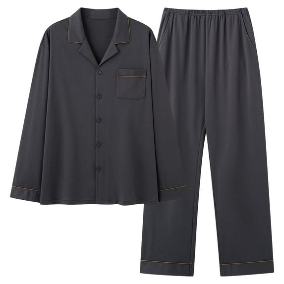 Ailaofu Unisex Pajama Sets Button Down Long Sleeve Sleepwear Loose Pjs Bottom Long Pants Comfy Loungewear with Pockets