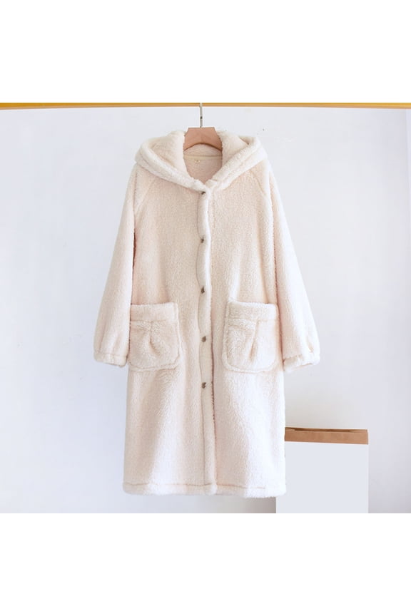 Warm Basic Robe for Women Fall Winter Flannel Loose Fit Robe Women 2025 Trendy Y2K