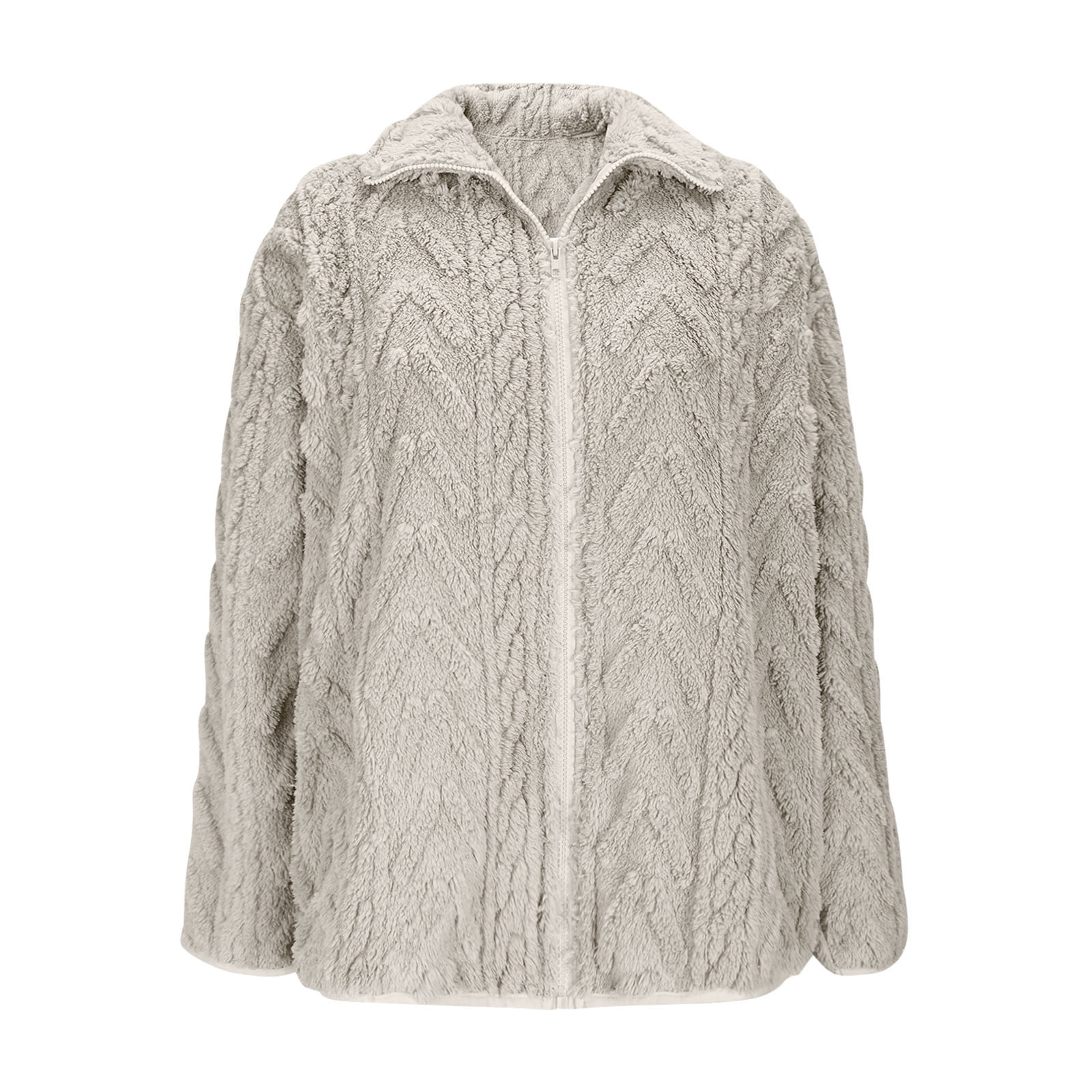 Ailaofu Winter Plush Coat Casual Zipper Fashion Solid Color Loose ...