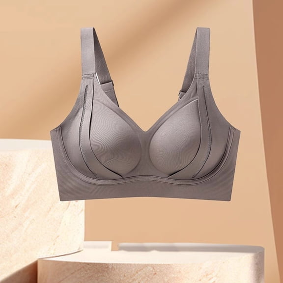 Ailaofu Wireless Bras for Women Deep V Neck No Underwire Push Up Bra Smoothing Full Coverage High Supports Bralette for Everyday