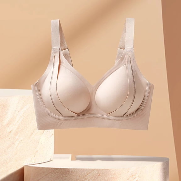 Ailaofu Wireless Bras for Women Deep V Neck No Underwire Push Up Bra Smoothing Full Coverage High Supports Bralette for Everyday