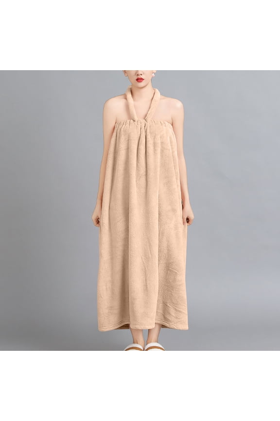 Women Absorbent Bath Towel Dress Coral Fleece Absorbent Shower Wrap with Straps Quick Dry Bathrobe for SPA