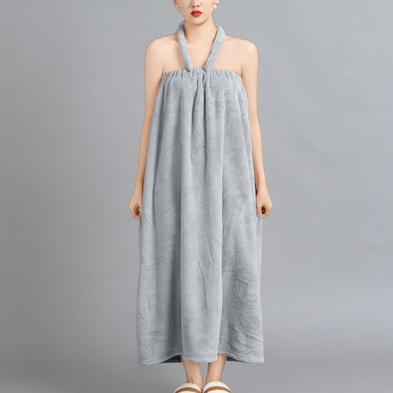 Ailaofu Women Absorbent Bath Towel Dress Coral Fleece Absorbent Shower Wrap with Straps Quick Dry Bathrobe for SPA