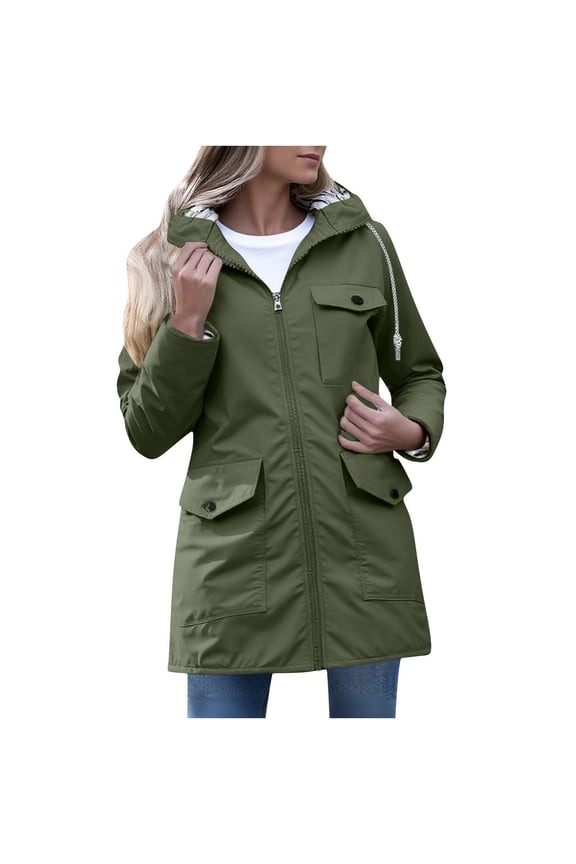 Women All-Season Rain Jacket Waterproof Hooded Lightweight Windbreaker for Outdoor & Travel