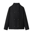 thumbnail image 1 of Ailaofu Women Crop Pea Coat Wool Blend Winter Loose Casual Short Jacket Outwear, 1 of 3