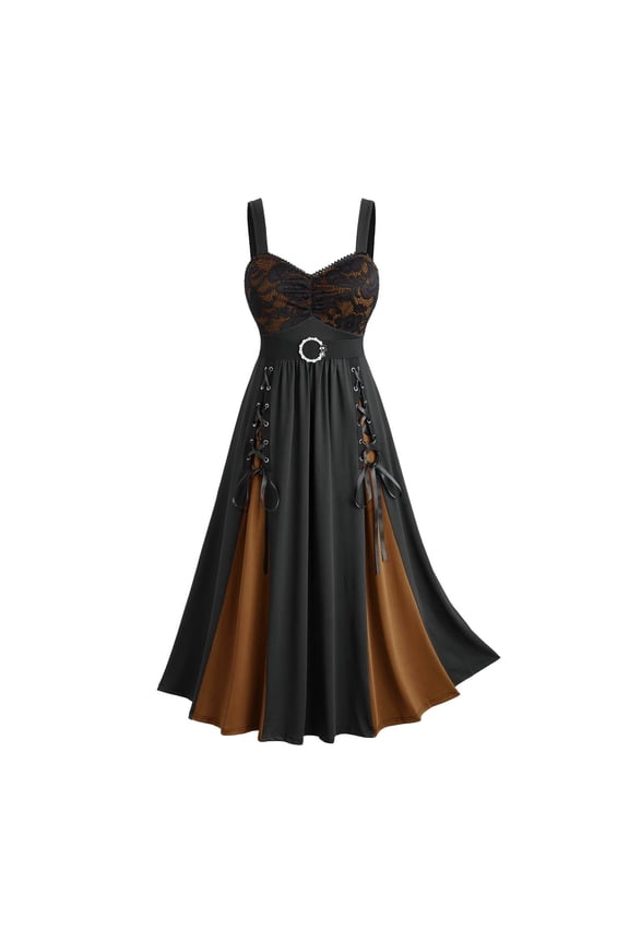 Women Goth Vintage Layered Handkerchief Corset Dress