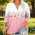 thumbnail image 1 of Ailaofu Women Plus Size Tops V Neck 3/4 Sleeve Casual T Shirts Loose Basic Tunic Tees, 1 of 5
