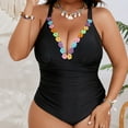 thumbnail image 1 of Ailaofu Women Swimsuit Plus Size One Piece V Neck Ruched Front Tummy Control with Wide Straps, 1 of 7