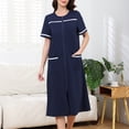 thumbnail image 1 of Ailaofu Women Zipper Robe Short Sleeve Duster Housecoat Short Bathrobes Zip Front Nightgown with Pockets, 1 of 7