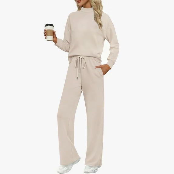 Ailaofu Women’s 2-Piece Oversized Sweatshirt and Jogger Sweatpants Tracksuit Set - Cozy Fall/Winter Casual Outfit with Pockets