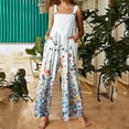thumbnail image 1 of Ailaofu Women's 2025 Spring Floral Print Overalls Jumpsuits One Piece Sleeveless Wide Leg Long Pants Rompers with Pockets, 1 of 6