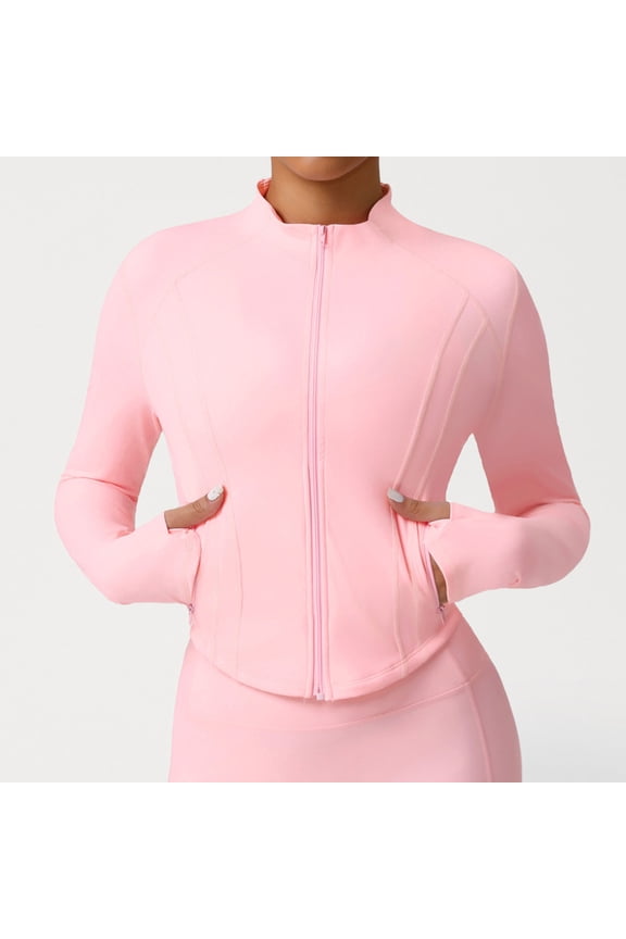 Women's Athletic Jackets Cropped Long Sleeve Workout Tops Yoga Zip Up Jackets Gym Tops Golf Shirts