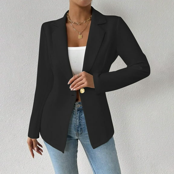 Ailaofu Women's Blazer Business Casual Lightweight Suit - Long Sleeve Slim Fit Work Office Jacket