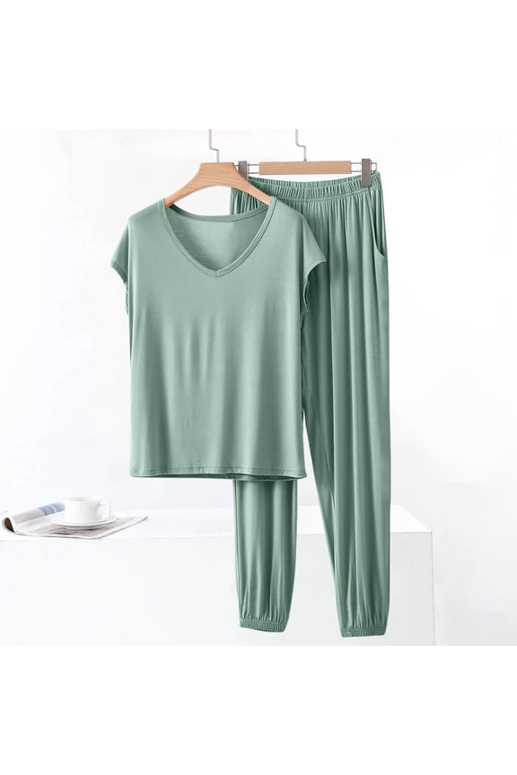 Women's Buttery Soft Modal Pajama Set - Breathable 2-Piece Lounge Sleepwear with Elastic Waist