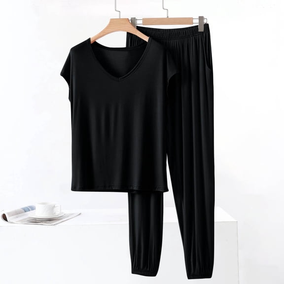 Ailaofu Women's Buttery Soft Modal Pajama Set - Breathable 2-Piece Lounge Sleepwear with Elastic Waist