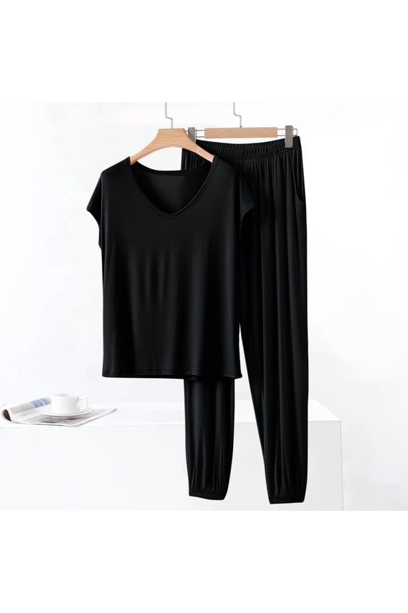 Women's Buttery Soft Modal Pajama Set - Breathable 2-Piece Lounge Sleepwear with Elastic Waist