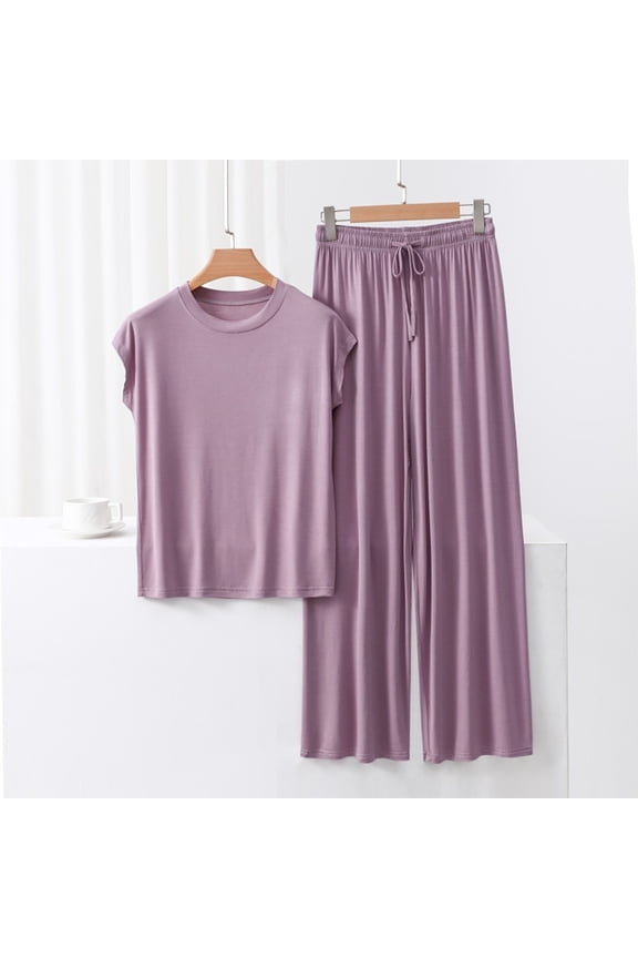 Women's Buttery Soft Modal Pajama Set - Breathable 2-Piece Lounge Sleepwear with Elastic Waist