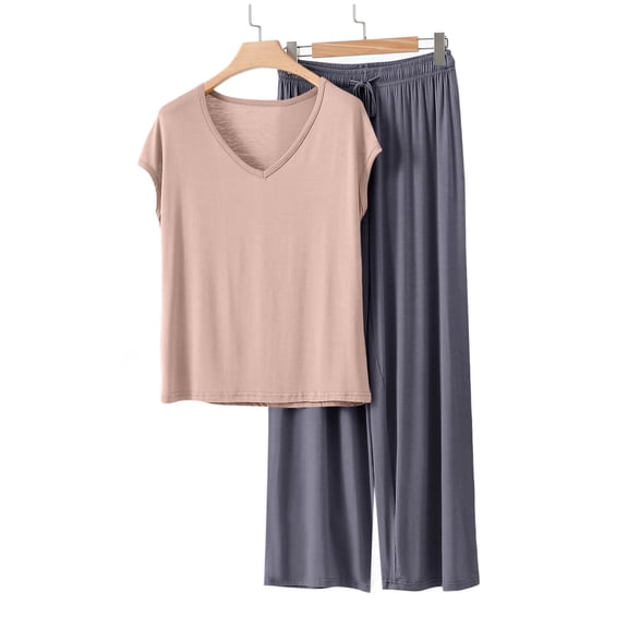 Ailaofu Women's Buttery Soft Modal Pajama Set - Breathable 2-Piece Lounge Sleepwear with Elastic Waist
