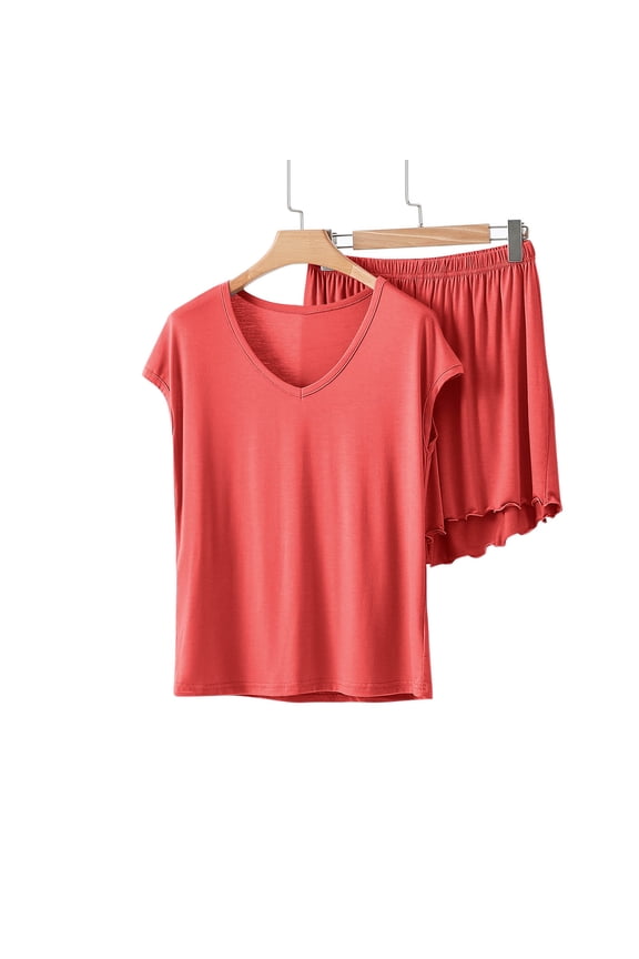 Women's Buttery Soft Modal Pajama Set - Breathable 2-Piece Lounge Sleepwear with Elastic Waist