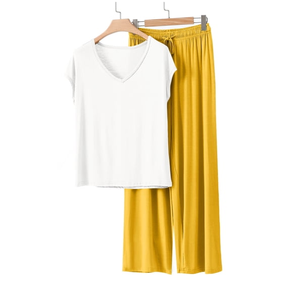 Ailaofu Women's Buttery Soft Modal Pajama Set - Breathable 2-Piece Lounge Sleepwear with Elastic Waist