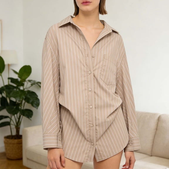 Ailaofu Women's Cotton Button Down Shirts Long Sleeve Collared Casual Shirt Office Work Blouse Tops