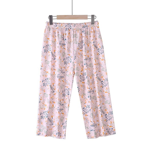 Ailaofu Women's Cotton Capri Pajama Pants Lounge Casual Bottoms Fun Print Sleep Pants
