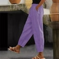 thumbnail image 1 of Ailaofu Women's Cotton Linen Pants Casual Harem Pants Elastic Waist Beach Boho Yoga Trousers, 1 of 5