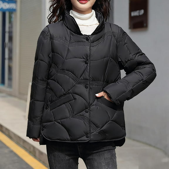 Ailaofu Women's Cropped Puffer Jacket Winter Warm Puffy Quilted Lightweight Jackets Coats