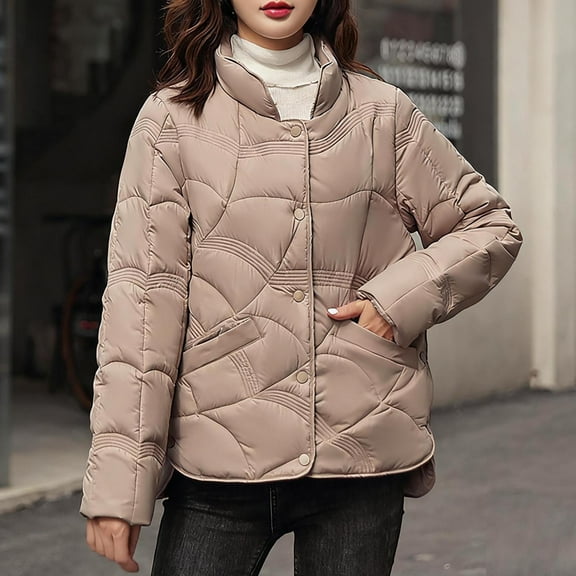 Ailaofu Women's Cropped Puffer Jacket Winter Warm Puffy Quilted Lightweight Jackets Coats