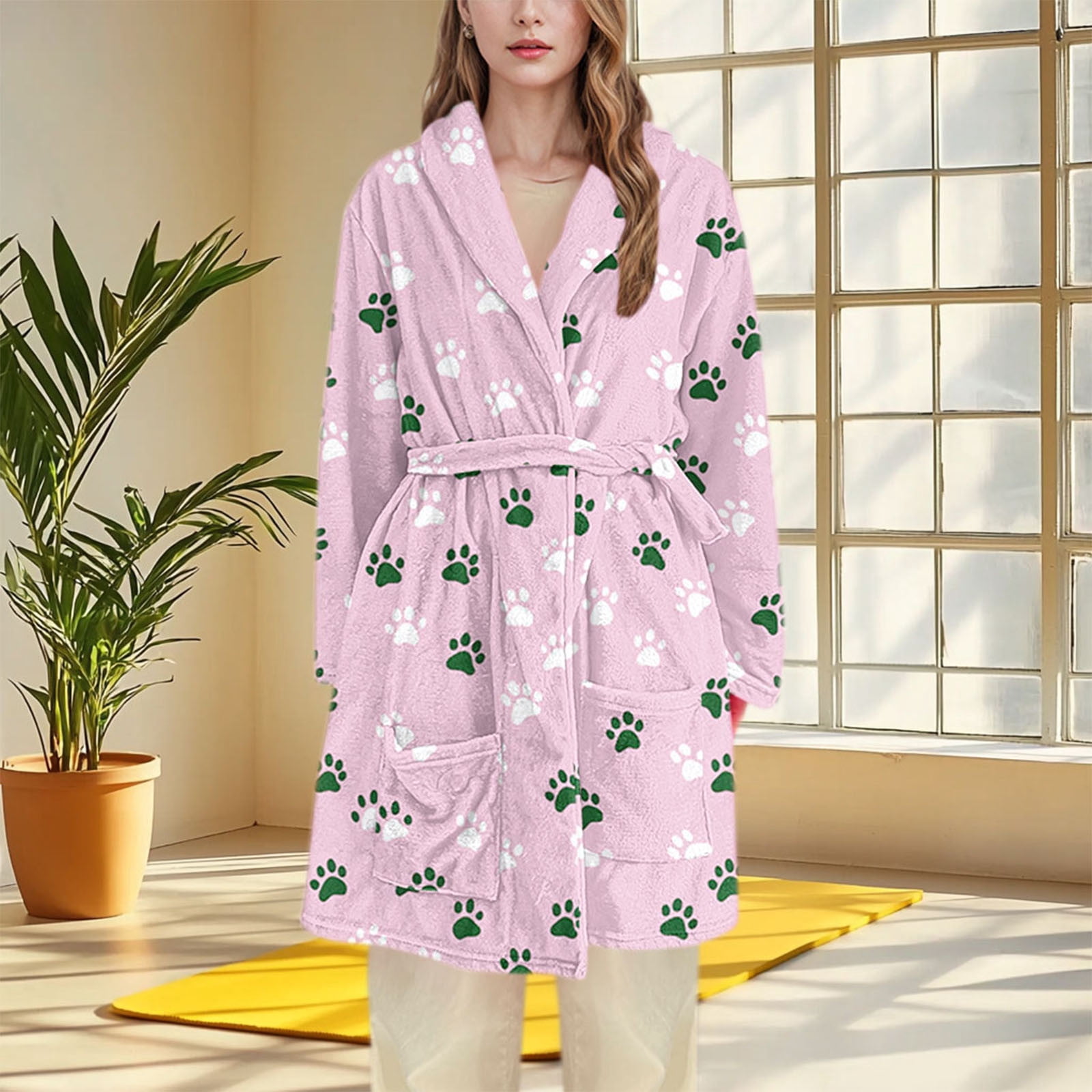 Cute Patterned Robe Ailaofu Women's Cute Pattern Flannel Robe Soft Warm Winter Plush Fleece ...