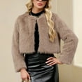thumbnail image 1 of Ailaofu Women's Fashion Cropped Faux Fur Jacket Long Sleeve Open Front Cardigan Casual Fluffy Parka Shaggy Short Coat, 1 of 7