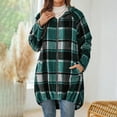 thumbnail image 1 of Ailaofu Women's Flannel Plaid Jacket 2025 Casual Oversized Soft Long Sleeve Lounge Lapel Zipper Hooded Trench Coats, 1 of 6