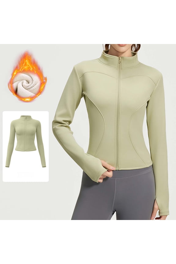 Women's Fleece Lined Running Jacket Athletic Full Zip Track Jackets Slim Fit Workout Tops Yoga Golf Hiking Shirt
