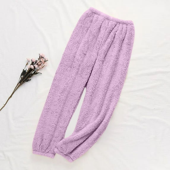 Ailaofu Women's Fluffy Pajama Pants - Fuzzy Fleece Cozy Lounge Winter Warm PJ