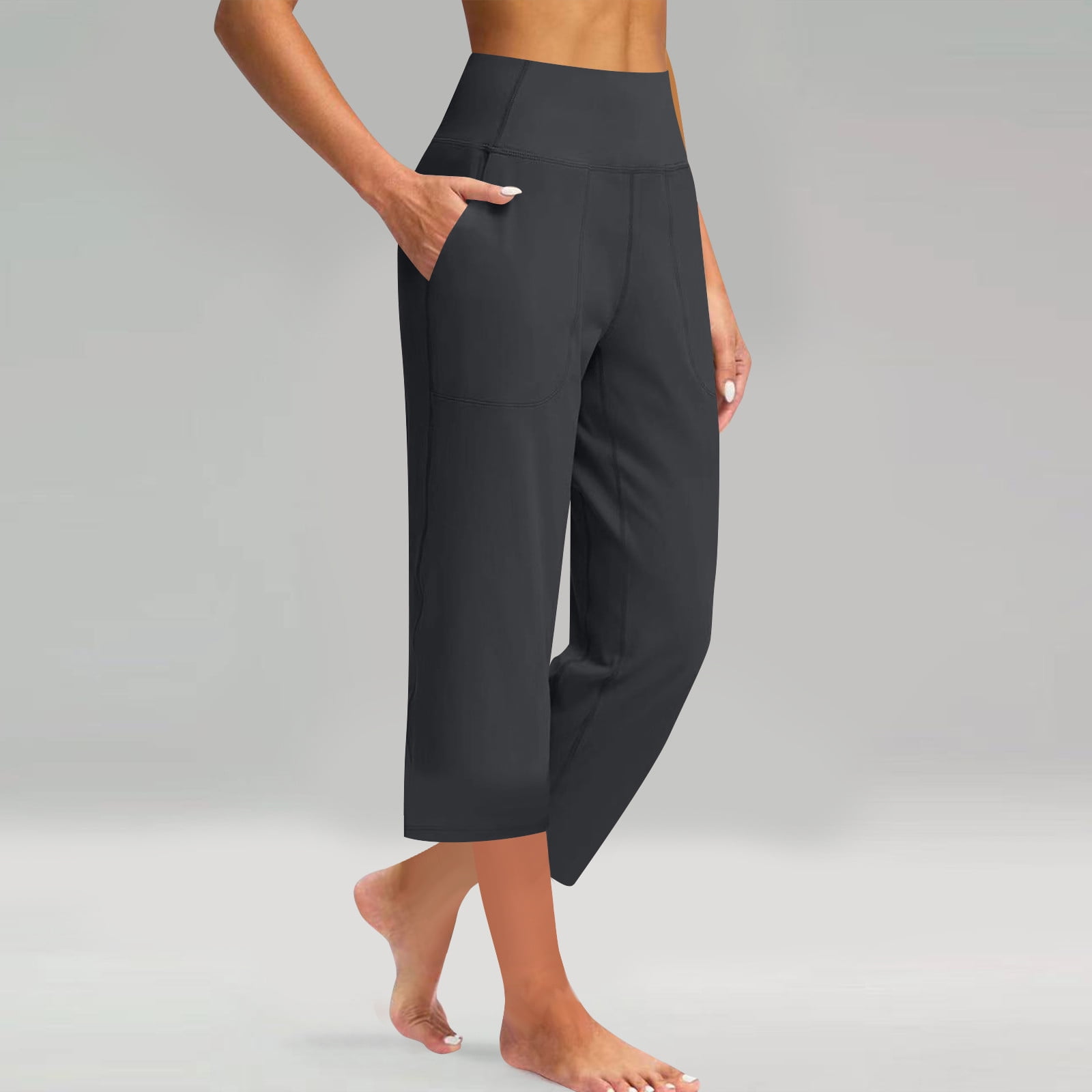 Ailaofu Women's High Waist Straight Leg Yoga Pants Solid Color Stretch — free download