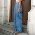 thumbnail image 1 of Ailaofu Women's High Waisted Cargo Pants Straight Wide Leg Pants with Flap Pocket Baggy Cargo Pants Relaxed Fit Y2K Pants, 1 of 5