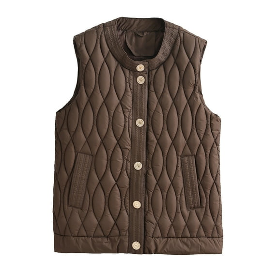 Ailaofu Women's Lightweight Quilted Puffer Vest Sleeveless Button Padded Gilet