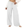thumbnail image 1 of Ailaofu Women's Linen Summer Palazzo Pants Flowy Wide Leg Beach Pants with Pockets, 1 of 6