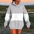 thumbnail image 1 of Ailaofu Women's Long sleeves Color Block Hoodie Tops Cute Casual Drawstring Loose Lightweight Pullover, 1 of 5