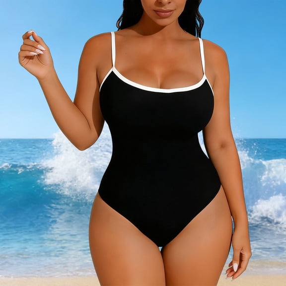 Ailaofu Women's One Piece 2026 Tummy Control Swimsuits Neon Color Block Swimwear Deep V Neck Slimming Bathing Suit