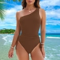 thumbnail image 1 of Ailaofu Women's One Piece Swimsuit One Shoulder Bathing Suit Tummy Control Modest Ruched Lined Swimwear, 1 of 7