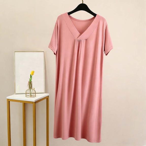 Ailaofu Women's Plus Nightgown Short Sleeve Sleepwear Summer Pajama Dress Nightwear