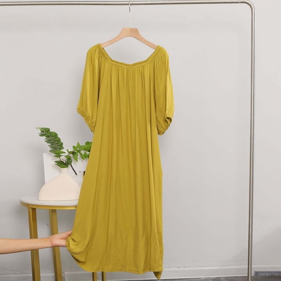 Ailaofu Women's Plus Nightgown Short Sleeve Sleepwear Summer Pajama Dress Nightwear