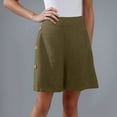 thumbnail image 1 of Ailaofu Women's Plus Size Bermuda Shorts Solid Color Side Button Straight Leg Summer Shorts, 1 of 7