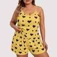 thumbnail image 1 of Ailaofu Women's Plus Size Pajama Set 2 Piece Cute Heart Print Lounge Cami Top and Elastic Waist Shorts Pjs Sleepwear, 1 of 3